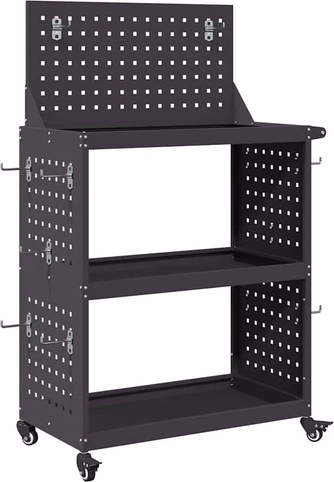 Carrello per Attrezzi con lo scaffale Nero 65 x 35 x 111 cm