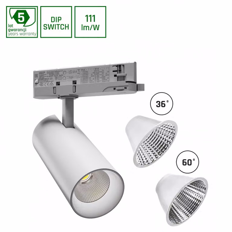Spectrum LED Faretto a binario trifase Andromeda Bianco 15-27W 1600-2600lm Bianco neutro 4000K 36°/60°