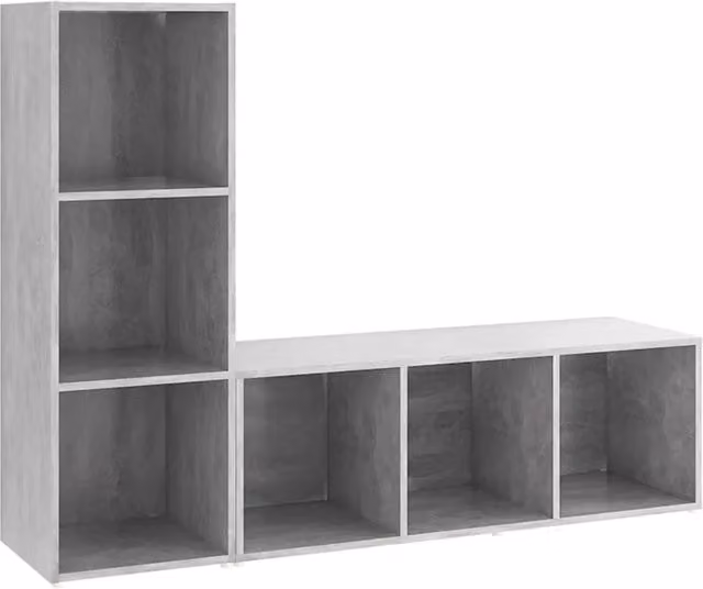 Set di 2 mobili porta TV pratici design moderno 107 x 35 x 37 cm in legno multistrato grigio cemento 02_0055129