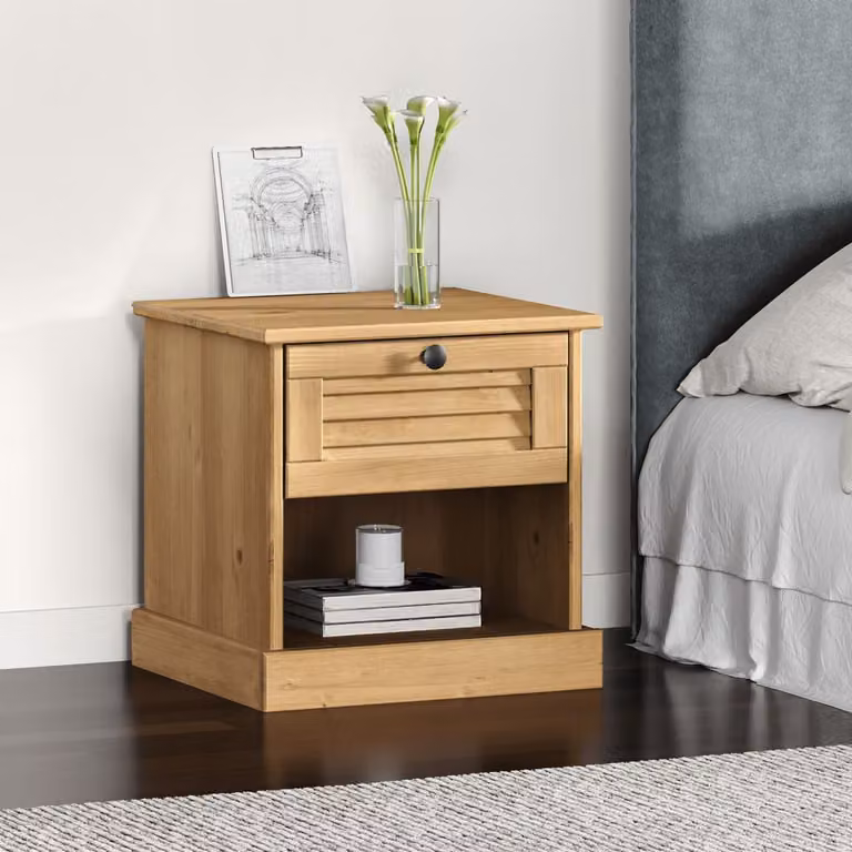 Comodino VIGO vidaXL in legno massello di pino cerato marrone L 42 cm, P 35 cm, H 42 cm