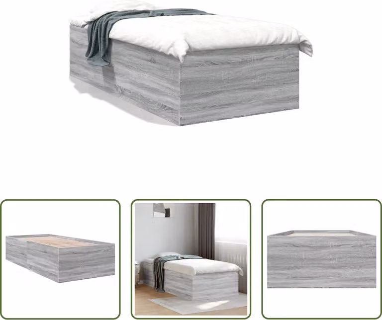 The Living Store Giroletto grigio Sonoma 90x190 cm in legno