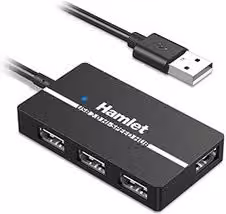 Hub USB 2.0 Hamlet XHUB 04U2 con 4 porte, Nero
