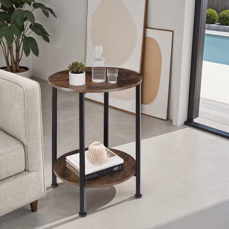 Tavolino Ballina Tectake in stile industriale, marrone e nero, L/P/H: 45 x 64 x 75 cm