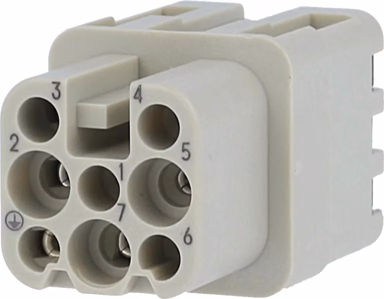 Presa femmina HARTING Han 7D, sistema di connessione rapida, 7 poli + PE, 250V, 10A - 1 pezzo