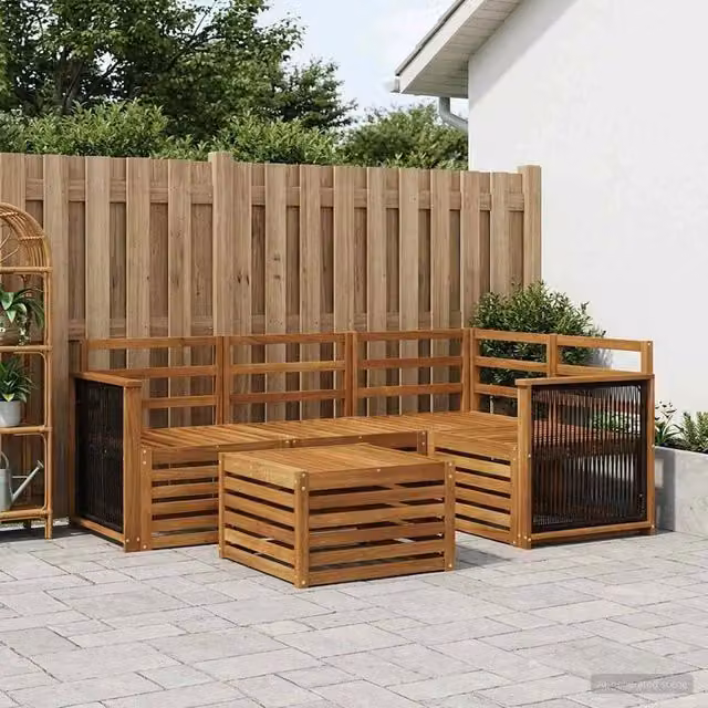 Set di divani da esterno 5 pz Naturale Poliestere 3384320