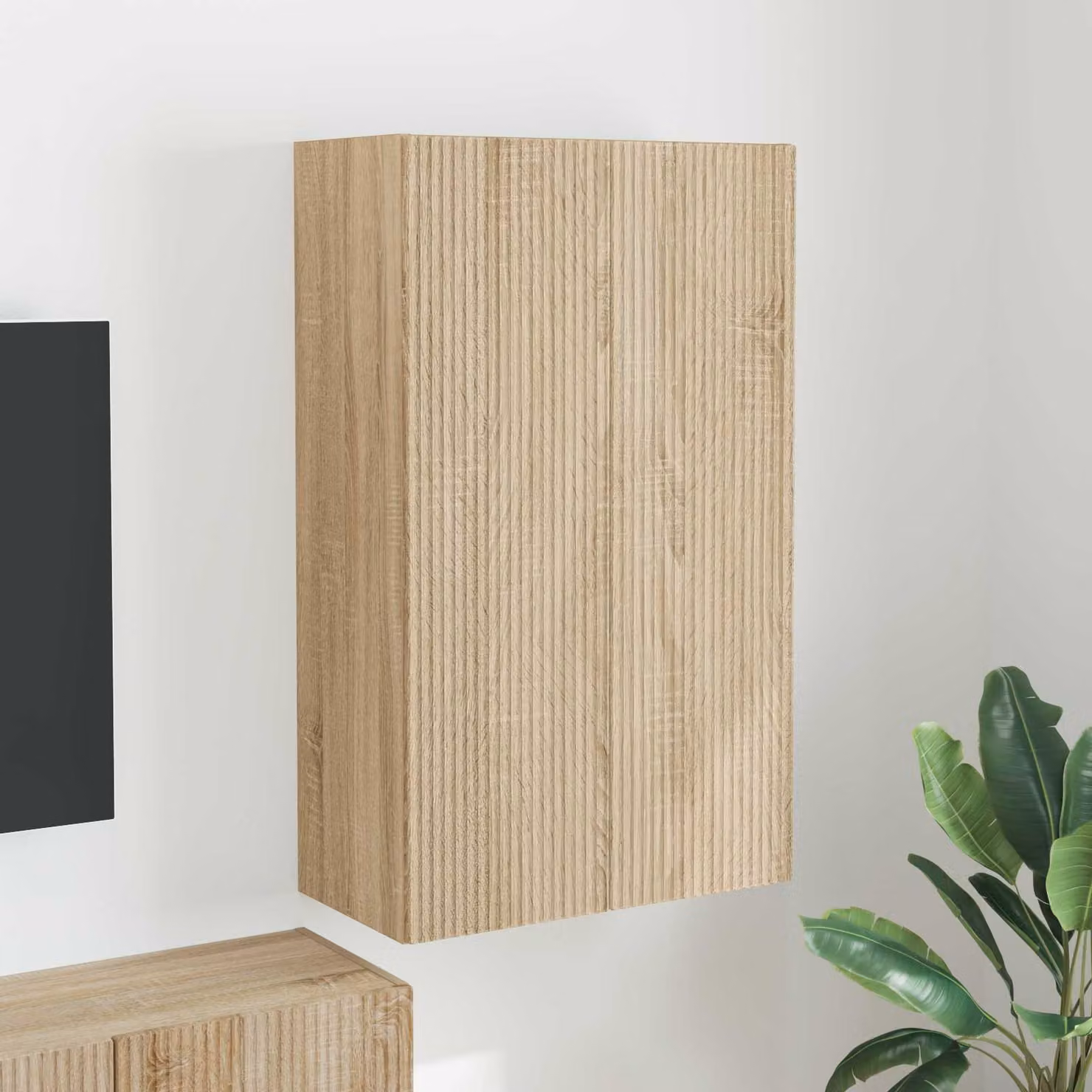 Mobile TV da parete vidaXL in Rovere Sonoma, L: 59,5 cm, P: 31 cm, H: 100 cm