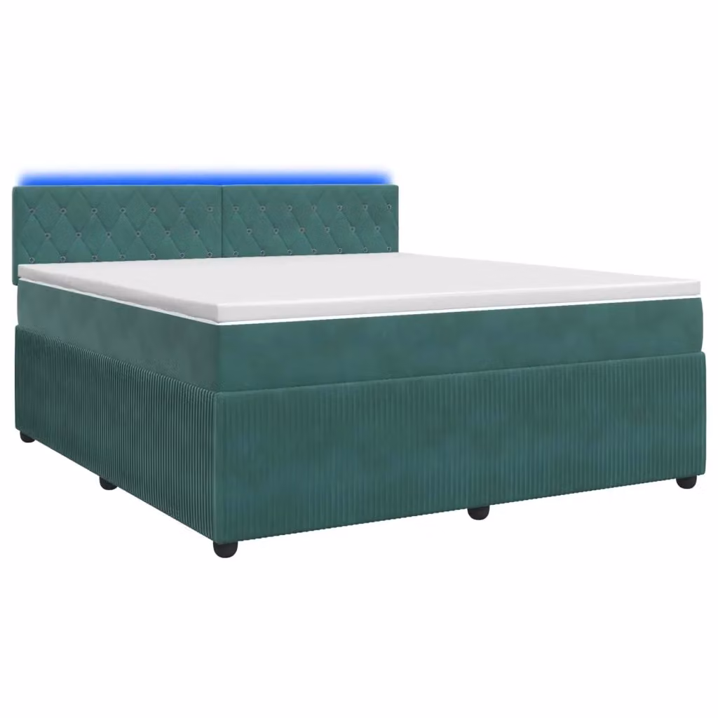 Letto box spring con materasso vidaXL in velluto verde scuro con base a sollevamento, illuminazione sottostante e porta USB, L/P/H: 200 x 140 x 100,5 cm – 2