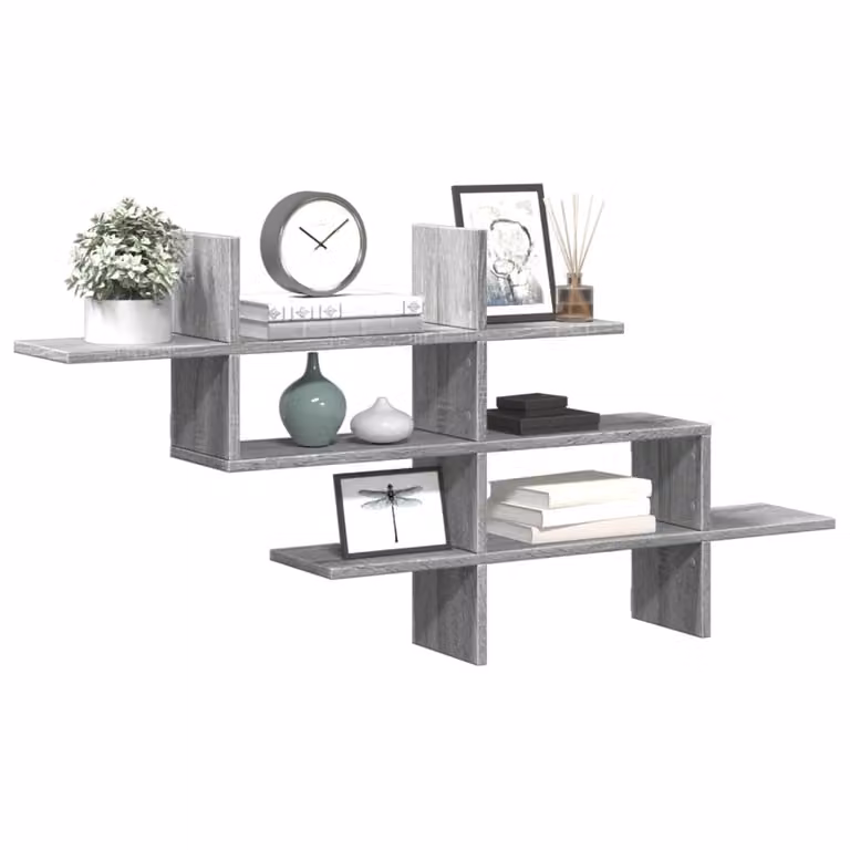 vidaXL Mensola a Muro Moderna in MDF Grigio, L 124,5 cm x P 18 cm x H 60,5 cm