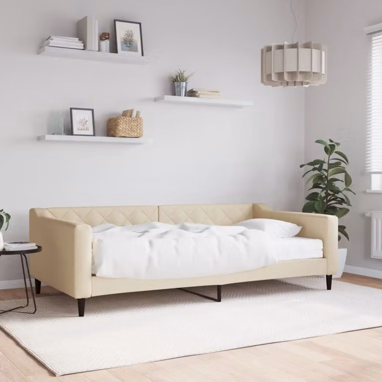 vidaXL Divano Letto con Materasso in Tessuto Beige L 200 x P 100 cm