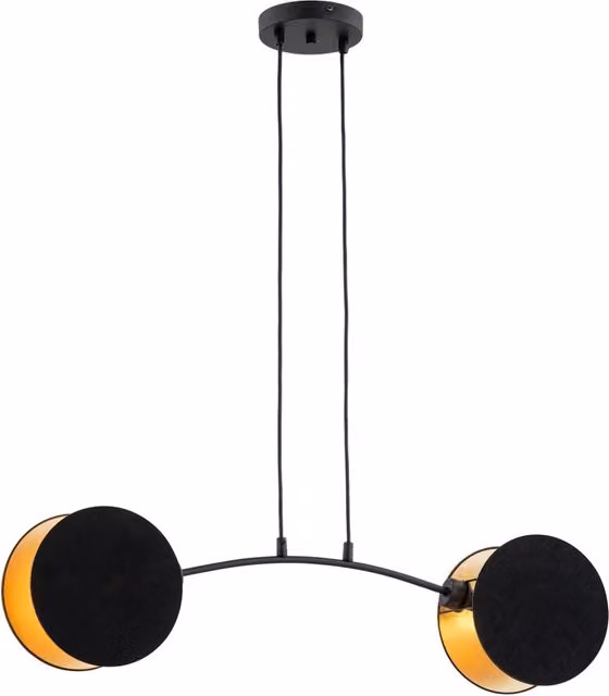 Lampada a sospensione moderna Orion Luceart-Classic in metallo nero e oro con design ad anello e altezza regolabile