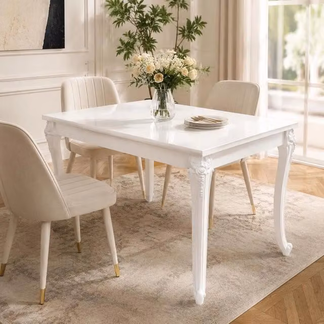 Dining Table 116 X 66 X 76 Cm, High-gloss White