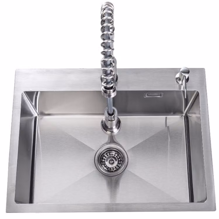 Lavandino online Lendo con rubinetto spray 59x44x20 cm Acciaio Inox Argento