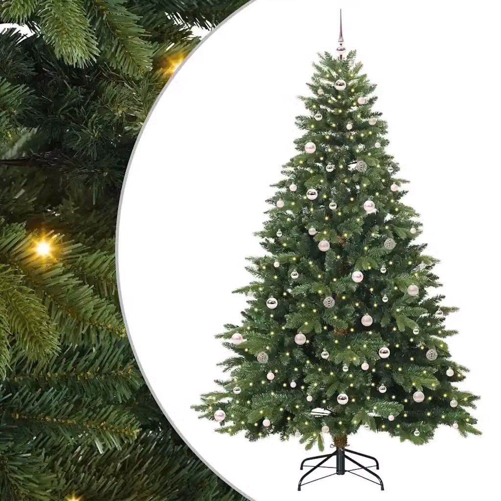 Albero di Natale artificiale moderno vidaXL verde con 300 LED luce bianca calda, Altezza: 240 cm – 2