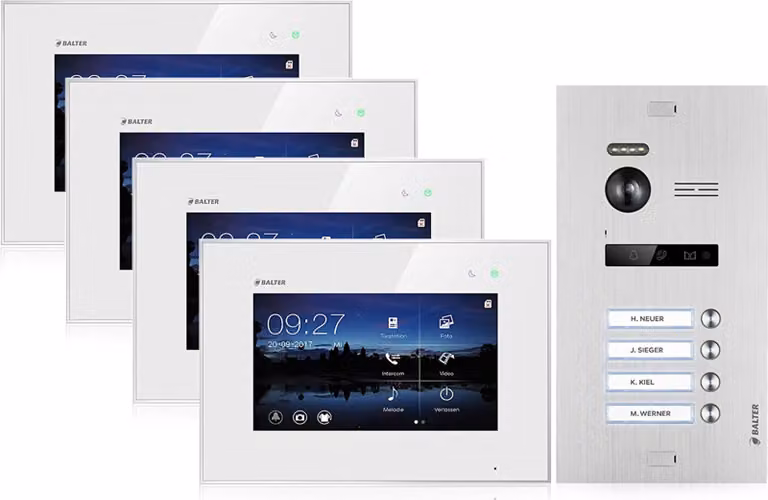 Videocitofono per casa quadrifamiliare, 4x monitor, Balter EVO