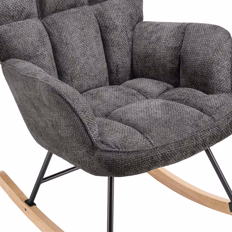 Sedia relax reclinabile TecTake GmbH in velluto antracite con braccioli e struttura in metallo e legno in stile scandinavo