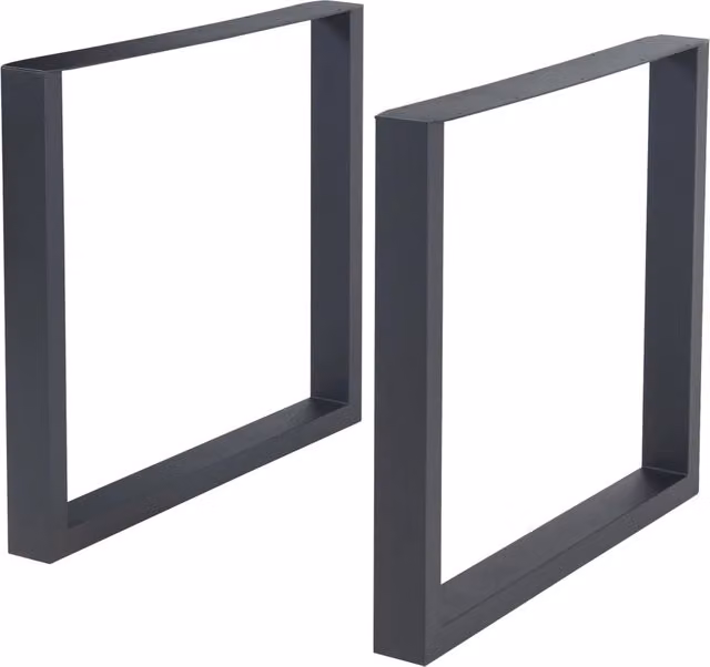 Set di 2 gambe rettangolari en.casa per mobili fai da te in acciaio nero opaco L: 72 cm, H: 70 cm
