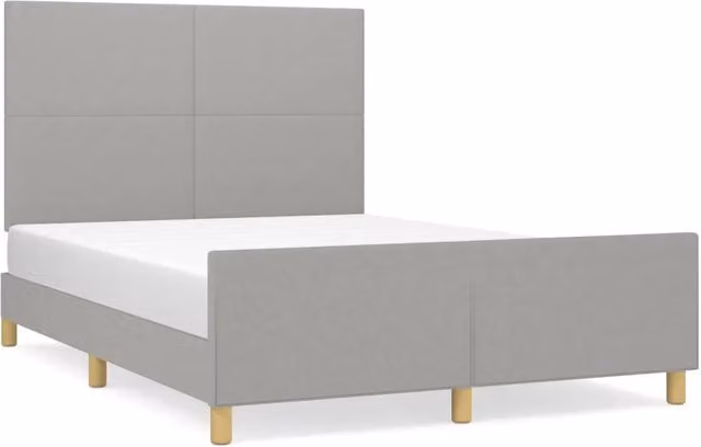 Letto matrimoniale | Letto per adulti | Giroletto senza Materasso Grigio Chiaro 140x190 cm Tessuto