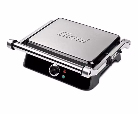Bistecchiera Girmi Petravera con contenitore olio antiaderente, 1400 W, Nero e Inox