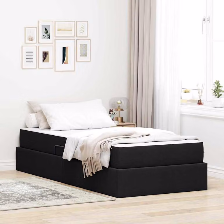Letto con contenitore e materasso vidaXL Nero L: 90 cm, P: 200 cm, H: 43.5 cm