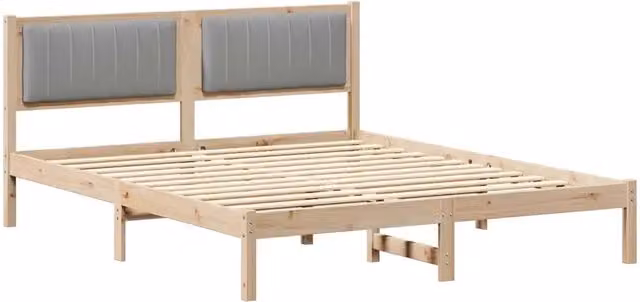 Letto matrimoniale | Letto per adulti | Letto con Testiera Rivestita Grigio chiaro 160 x 200 cm
