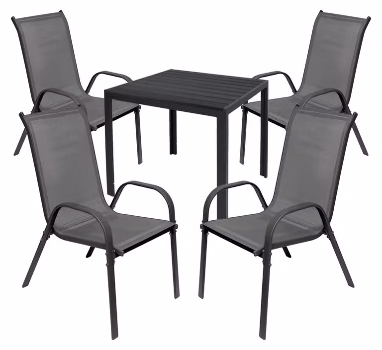 Set da giardino Set di sedute 5 pezzi 90x90cm Non-Legno Antracite
