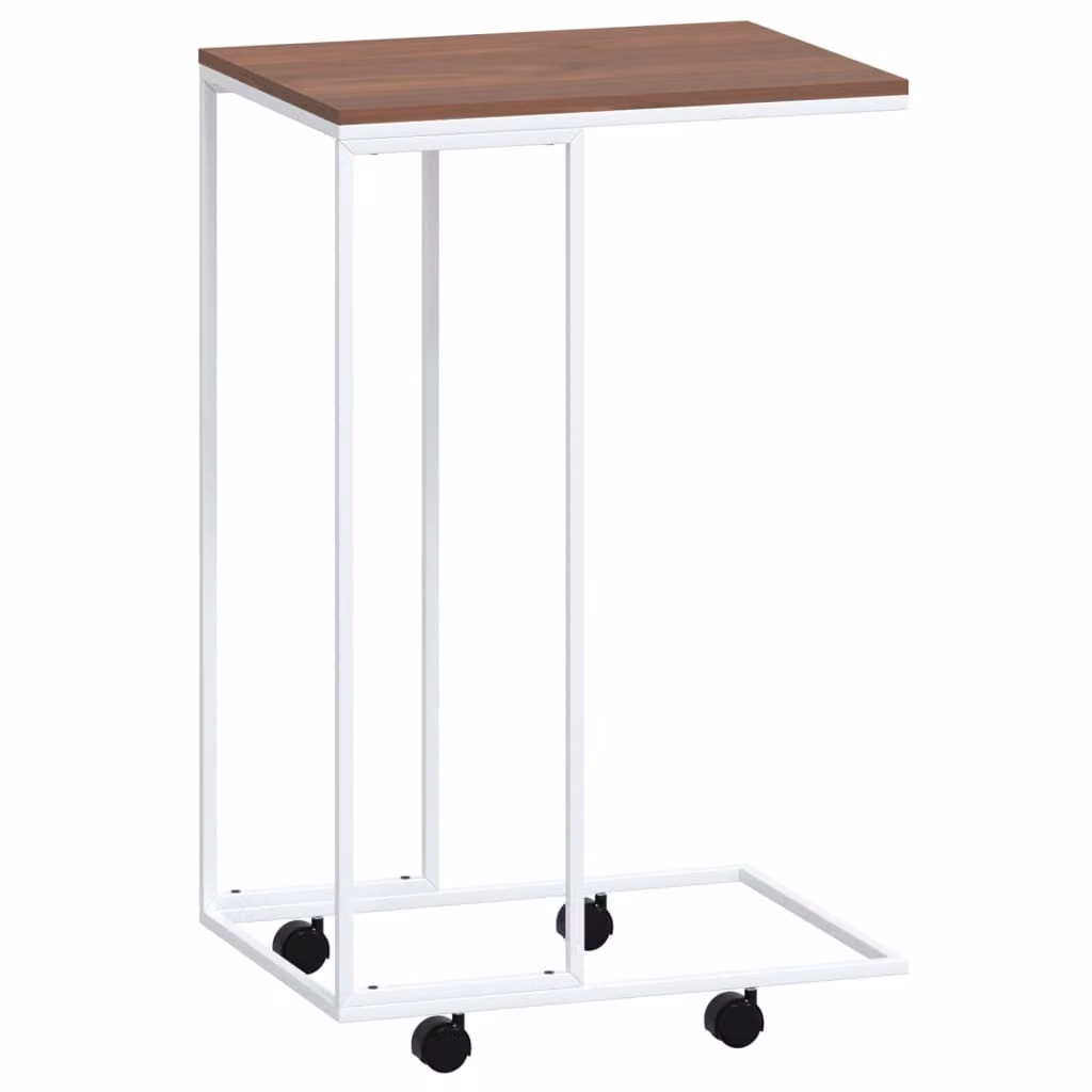 Tavolino con Ruote Bianco 40x30x63,5cm in Legno Multistrato
