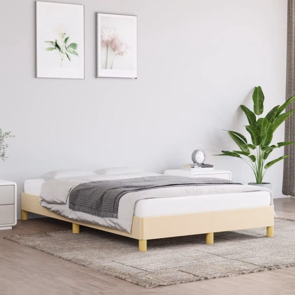 Giroletto vidaXL senza materasso in tessuto beige con struttura in legno e doghe piatte L/P: 120 x 200 cm