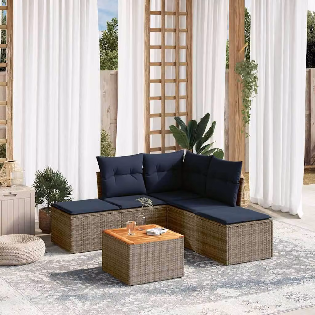 Maison Exclusive - Set di 6 divani da giardino con cuscini, grigio, polyrattan