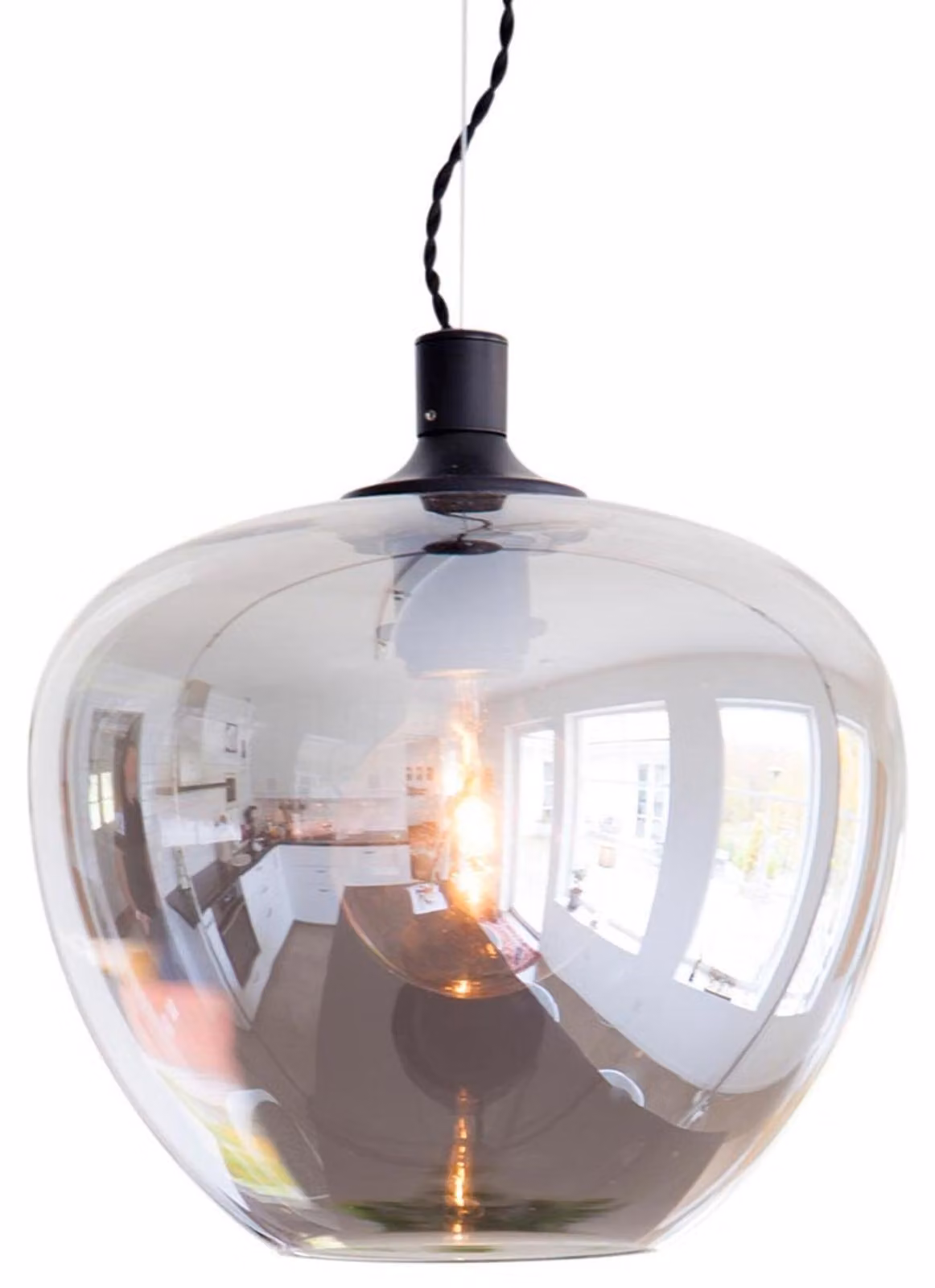 Lampada a sospensione Bellissimo argento-fumé 1xE27x8W in vetro, dimensioni: 145x28x28 cm, IP20, By Rydens
