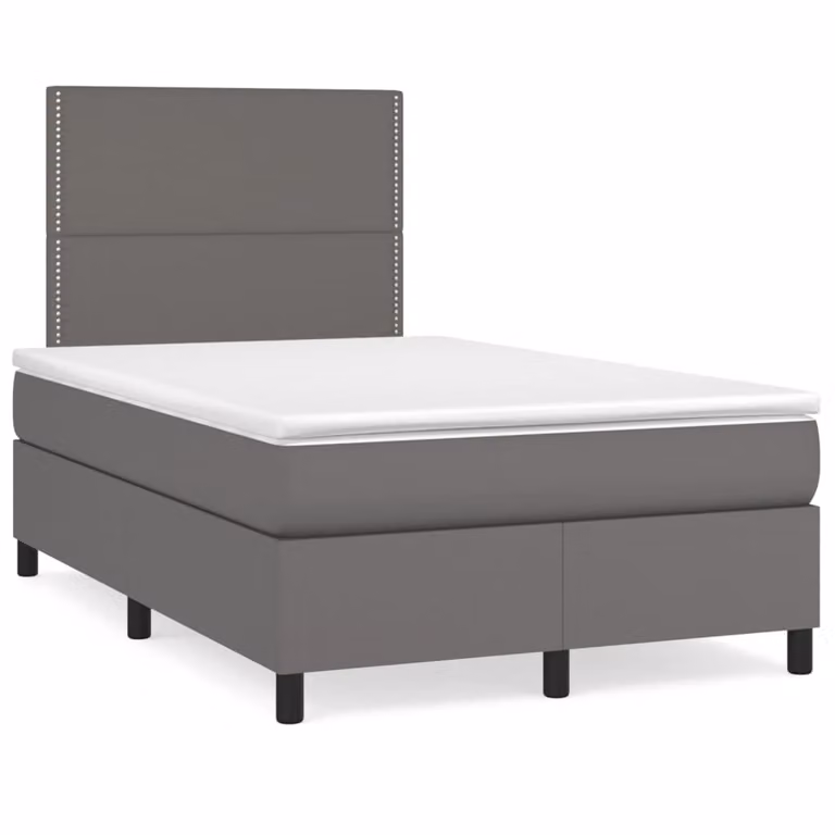 Giroletto a Molle con Materasso Grigio 120x200 cm in Pelle finta