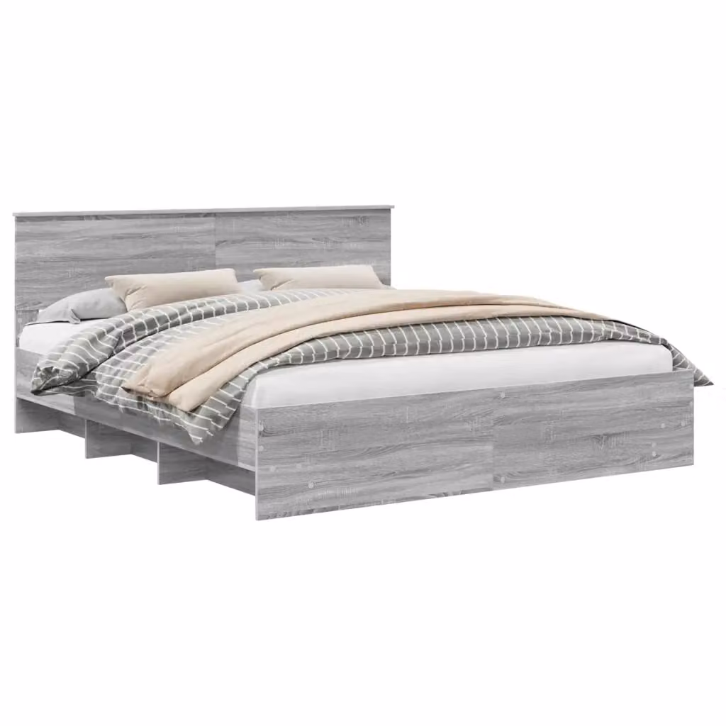 Struttura del letto con testiera vidaXL in legno Grigio, L: 180 cm, P: 200 cm, H: 90 cm – 2