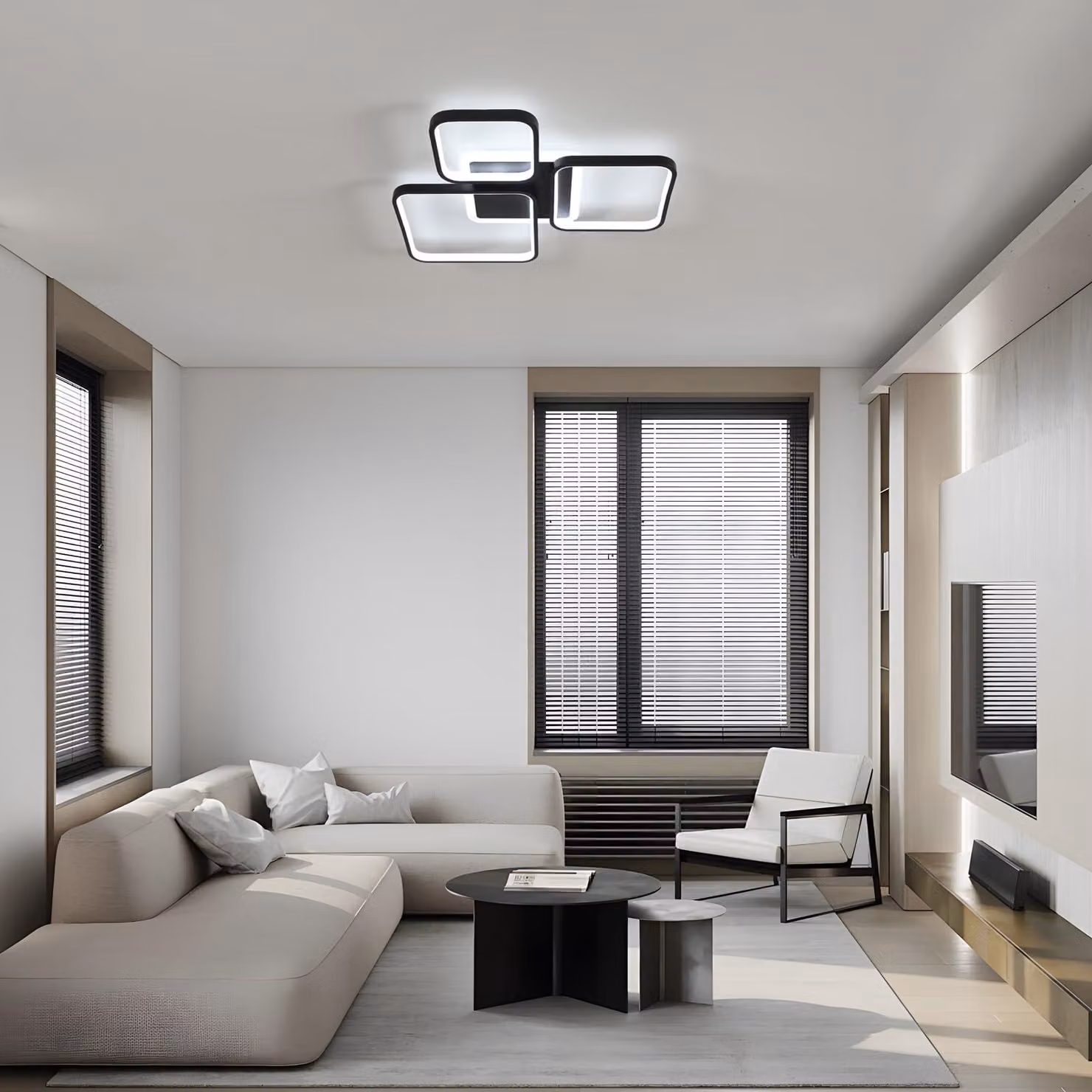 Pannello luminoso a LED quadrato, 57 cm, 45 W, dimmerabile, temperatura di colore regolabile da 3000 a 6500 K, colore nero
