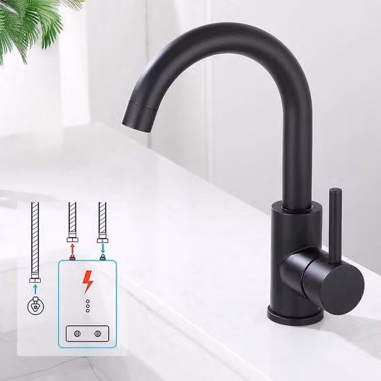 Rubinetto da vasca nero con rotazione a 360°, miscelatore monocomando