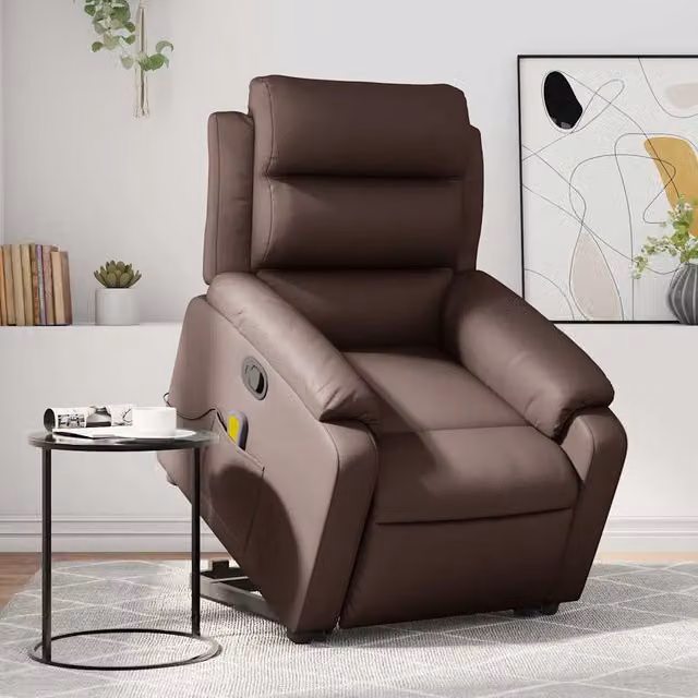 Poltrona Alzapersona Reclinabile con Assistenza Elettrica vidaXL in Similpelle Marrone con Braccioli e Imbottitura in Schiuma