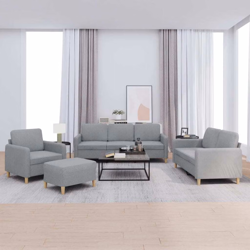 Maison Exclusive - Set divano 4 pezzi con cuscini in tessuto grigio chiaro