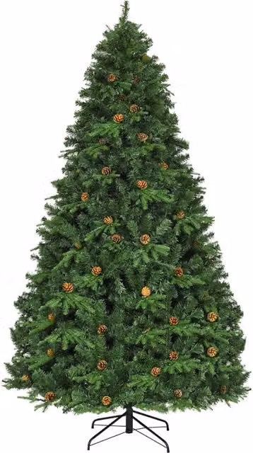 Albero di natale artificiale 240cm con 600 LED, 81 pigne, 1335 rami, e un supporto in metallo-Alberi di Natale