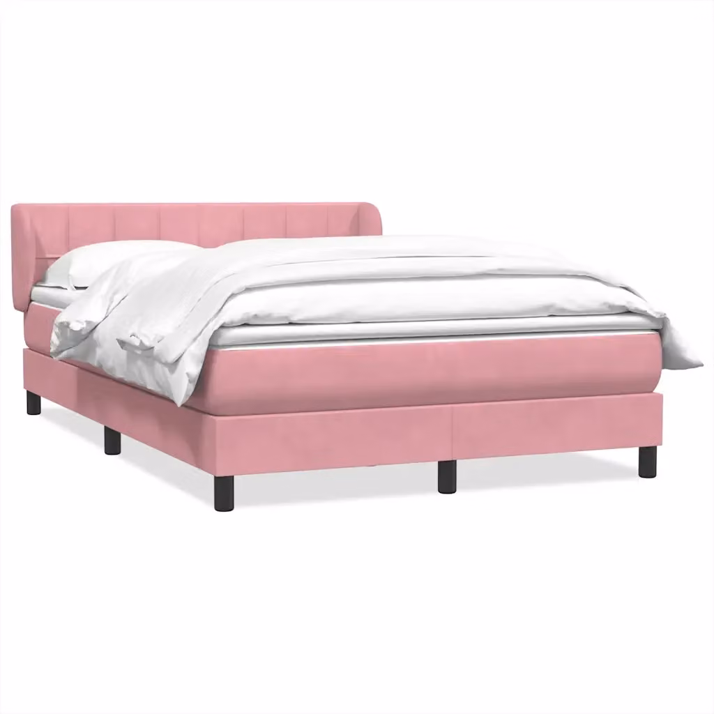 Letto Ibrido con Giroletto a Molle e Materasso in Velluto Rosa e Bianco vidaXL L/P/H: 140 x 210 x 88 cm – 2