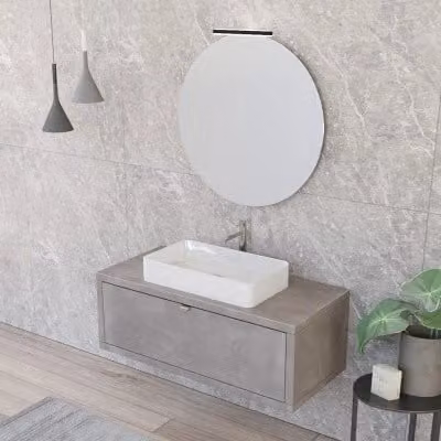 Mobile bagno sospeso Master grigio opaco con lavabo e specchio con illuminazione LED L: 110 cm, P: 50 cm, H: 40 cm – 1