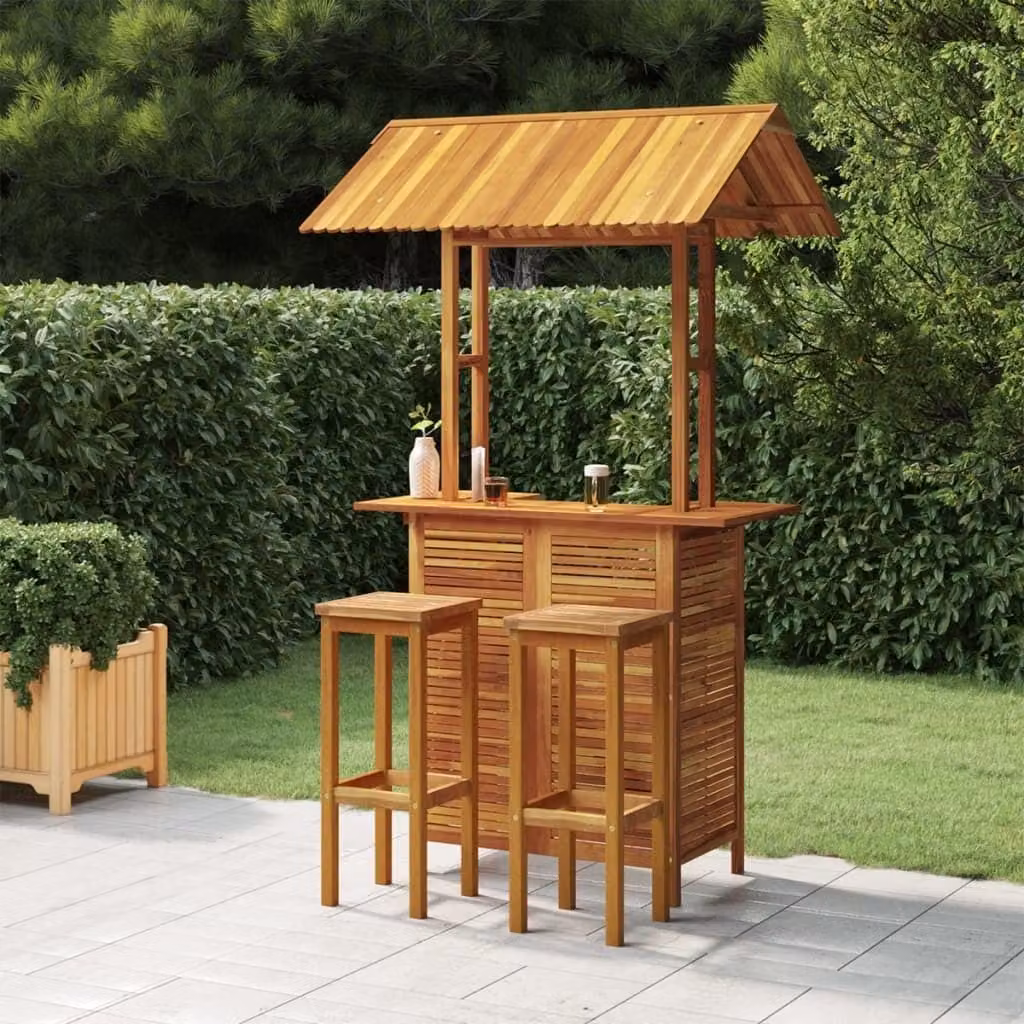 Maison Exclusive - Set da Bar per Giardino 3 pz in Legno Massello di Acacia
