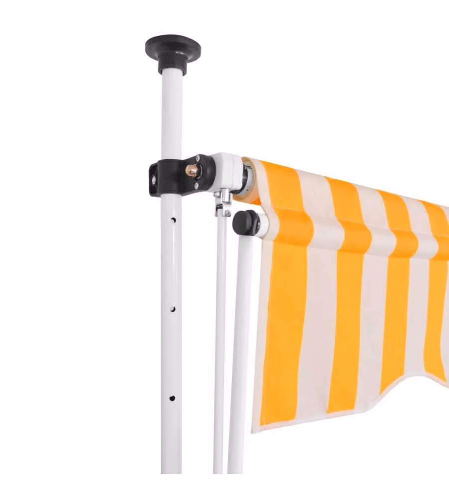 vidaXL Tenda da Sole Retrattile Manuale con Bracci Pieghevoli in Acciaio e Tessuto in Poliestere, Strisce Arancione e Bianco, L: 300 cm – 2