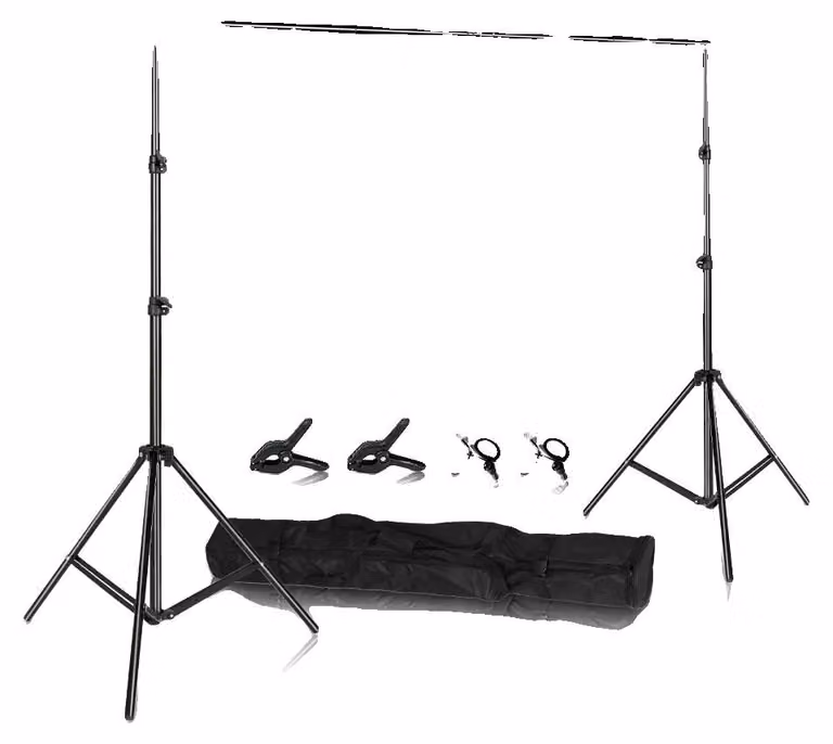 Set di supporti per sfondi fotografici, sistema di supporto regolabile, design leggero, flessibile e senza necessità di sacchetto con sabbia, dimensioni 2000x3000 mm