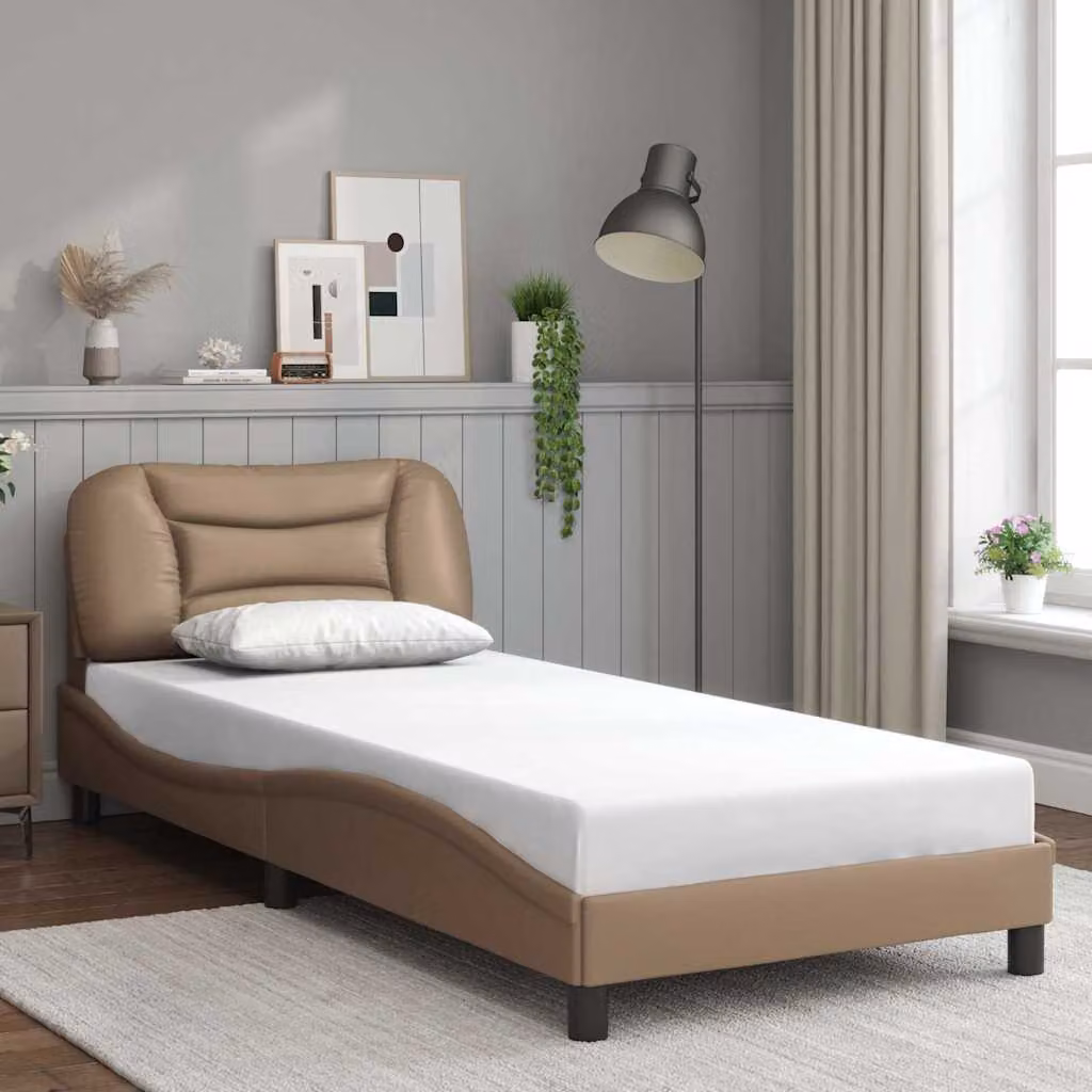 Giroletto senza materasso Hvar vidaXL in similpelle color cappuccino, dimensioni 90x200 cm – 1