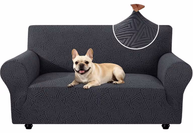 Copertura elastica per divano, 2 posti, color grigio scuro
