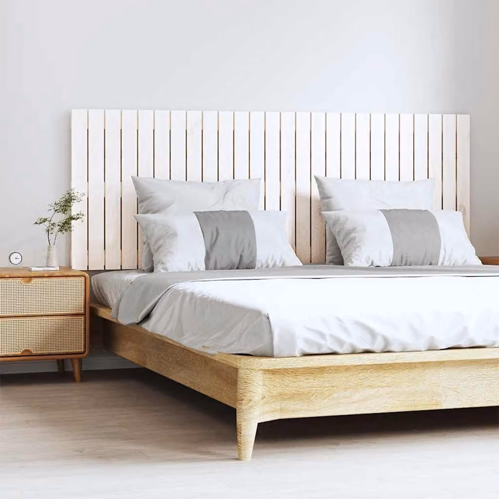 Testiera da parete vidaXL in legno massello di pino bianco, L: 166 cm, H: 60 cm, P: 3 cm