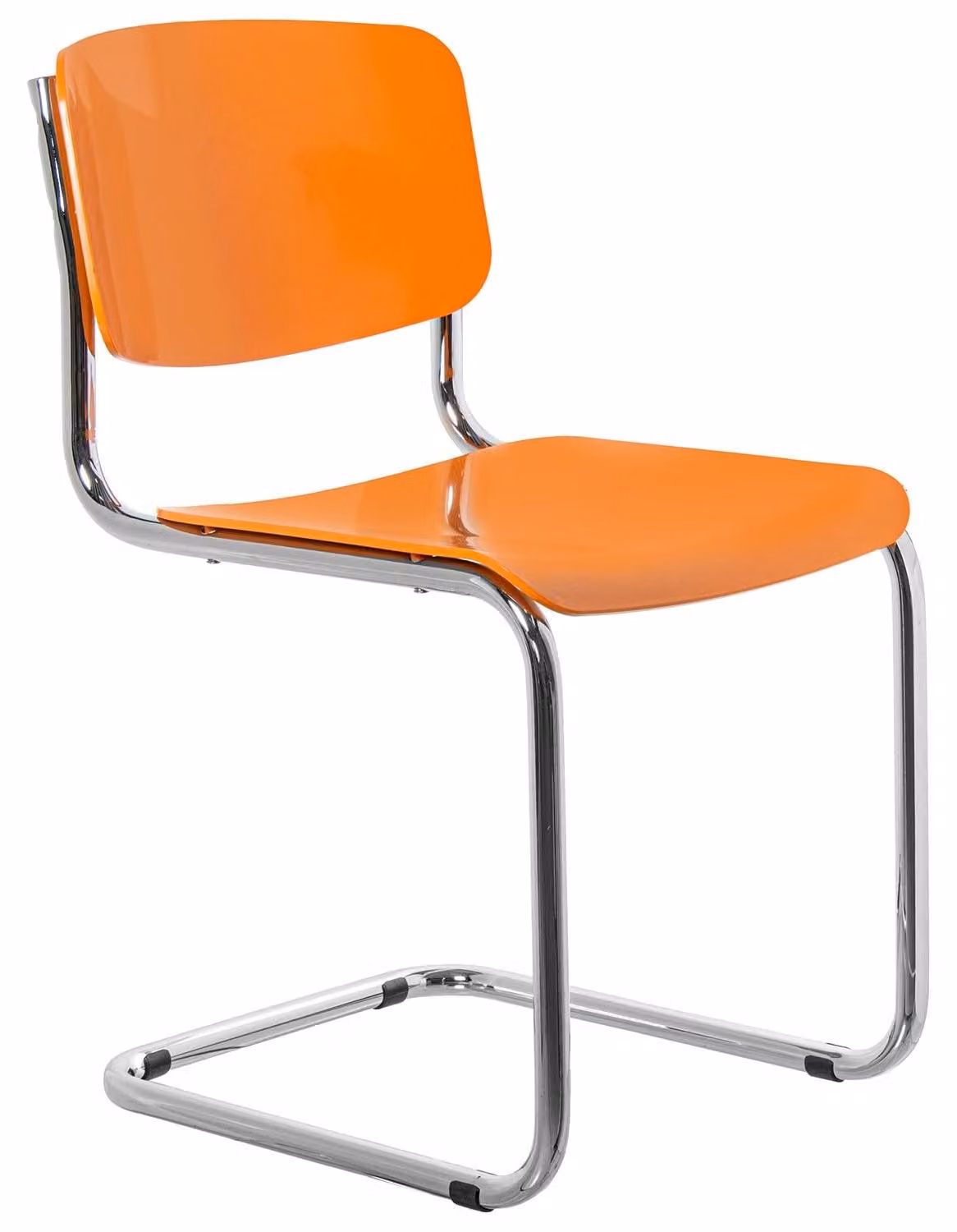 Set di 4 sedie, struttura in metallo cromato e seduta in ABS, colore giallo, dimensioni 43x57x81 cm