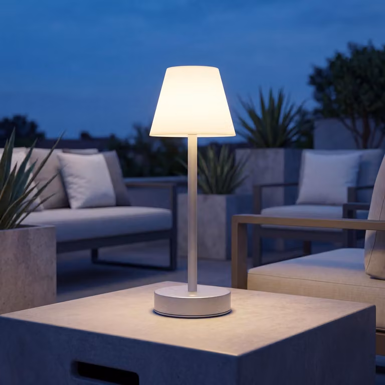 Lampada LED da tavolo portatile a batteria touch dimmer 32 cm di altezza IP44 grigio bianco 4000 K 160 lm luce a batteria ricaricabile lampada da tavolo per esterni balcone terrazza