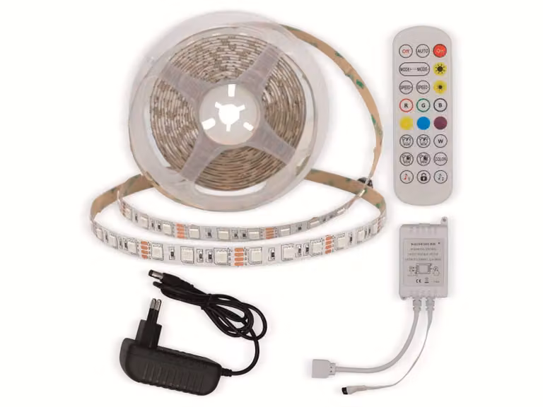 Striscia LED OPTONICA, RGB 4322, 12 V, 60 LED, EEK: G, 36 W, 2400 lm, con telecomando, 5 m