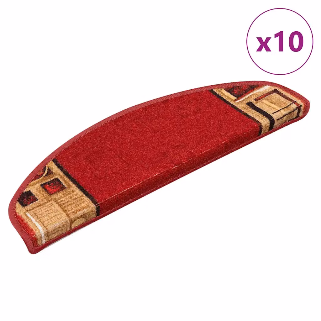 vidaXL Tappetini per Scale Autoadesivi 10 pz 65x21x4 cm Rossi