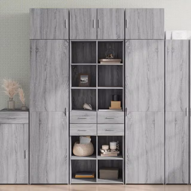 Credenza-Buffet-Armadio da cucina Grigio Sonoma 70x42,5x185 cm in Legno Multistrato 788354