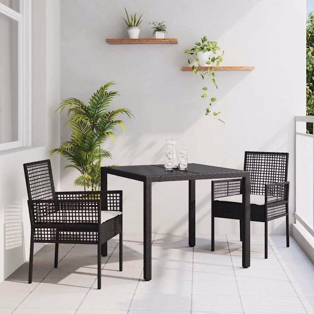 Maison Exclusive - Set da Pranzo per Giardino 3 pcs Nero polyrattan